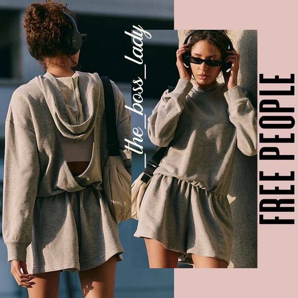Free People romper hooded activewear cutout back onesie jumpsuit workout Small - Picture 1 of 10